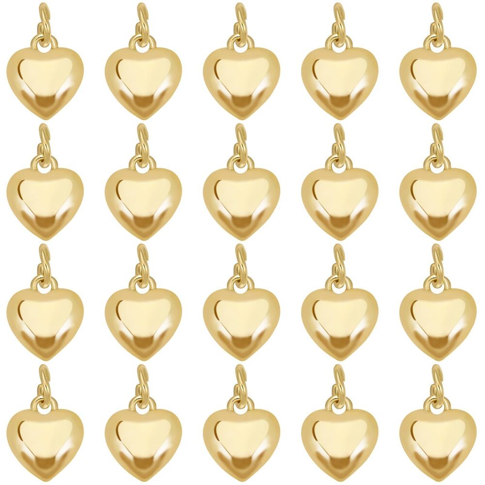 5975 20pcs Real 18K Gold Plated Heart Charms Gold Heart Pendant Gold Filled
